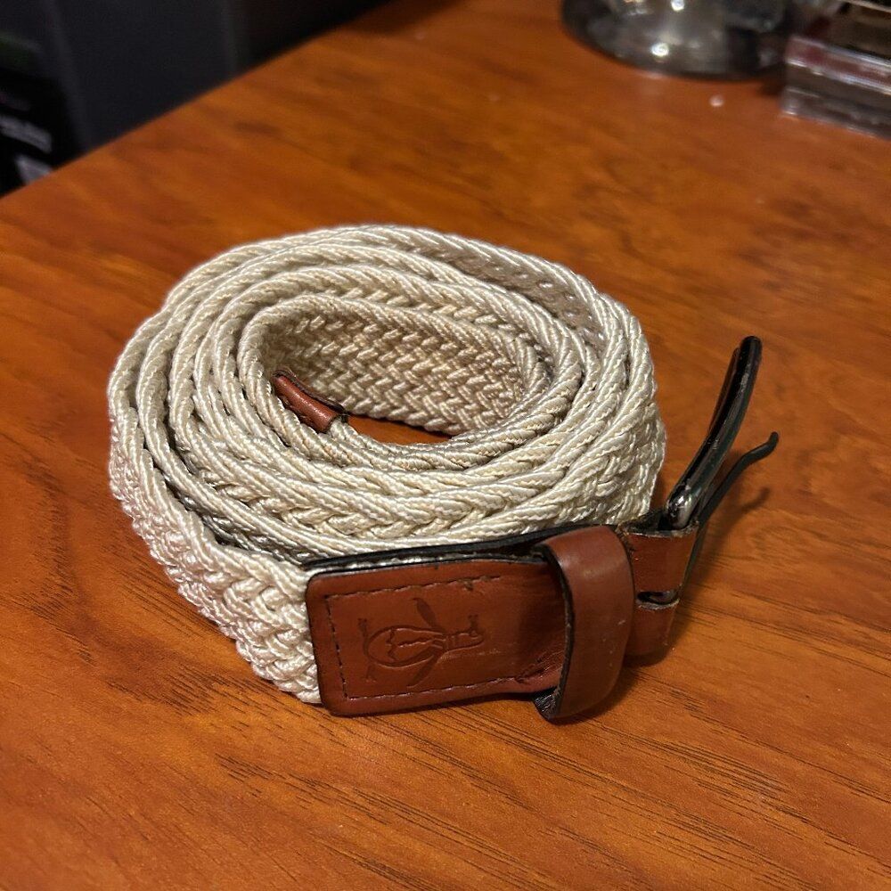 Penguin Braided Woven Big & Tall Tan Belt w. Leather/Metal Buckle Size 46